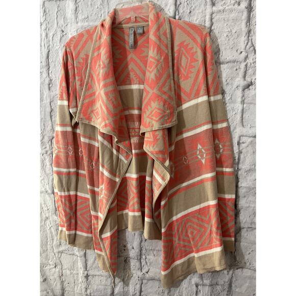 By Design Cardigan Sweater Open Front Small Aztec Pattern - Picture 1 of 5